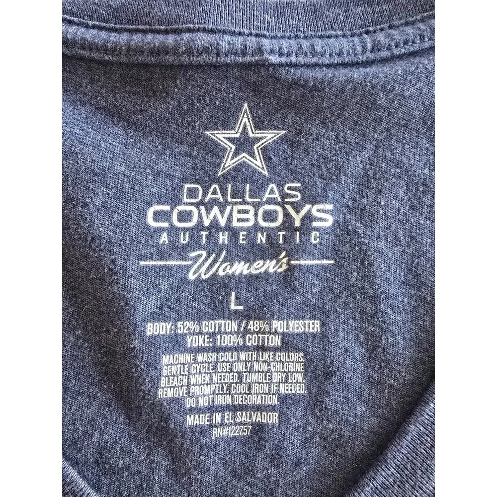 Dallas Cowboys Authentic Womens Navy Blue Glitter Logo V-Neck‎ T-Shirt Large NFL